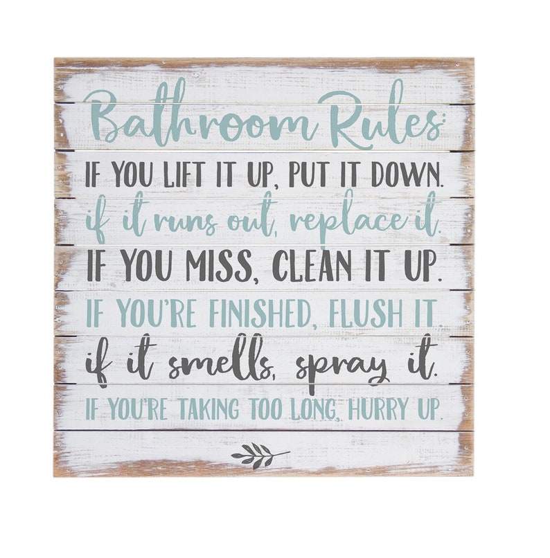 Bathroom Rules Sign Rustic Farmhouse Wood Sign Large Etsy