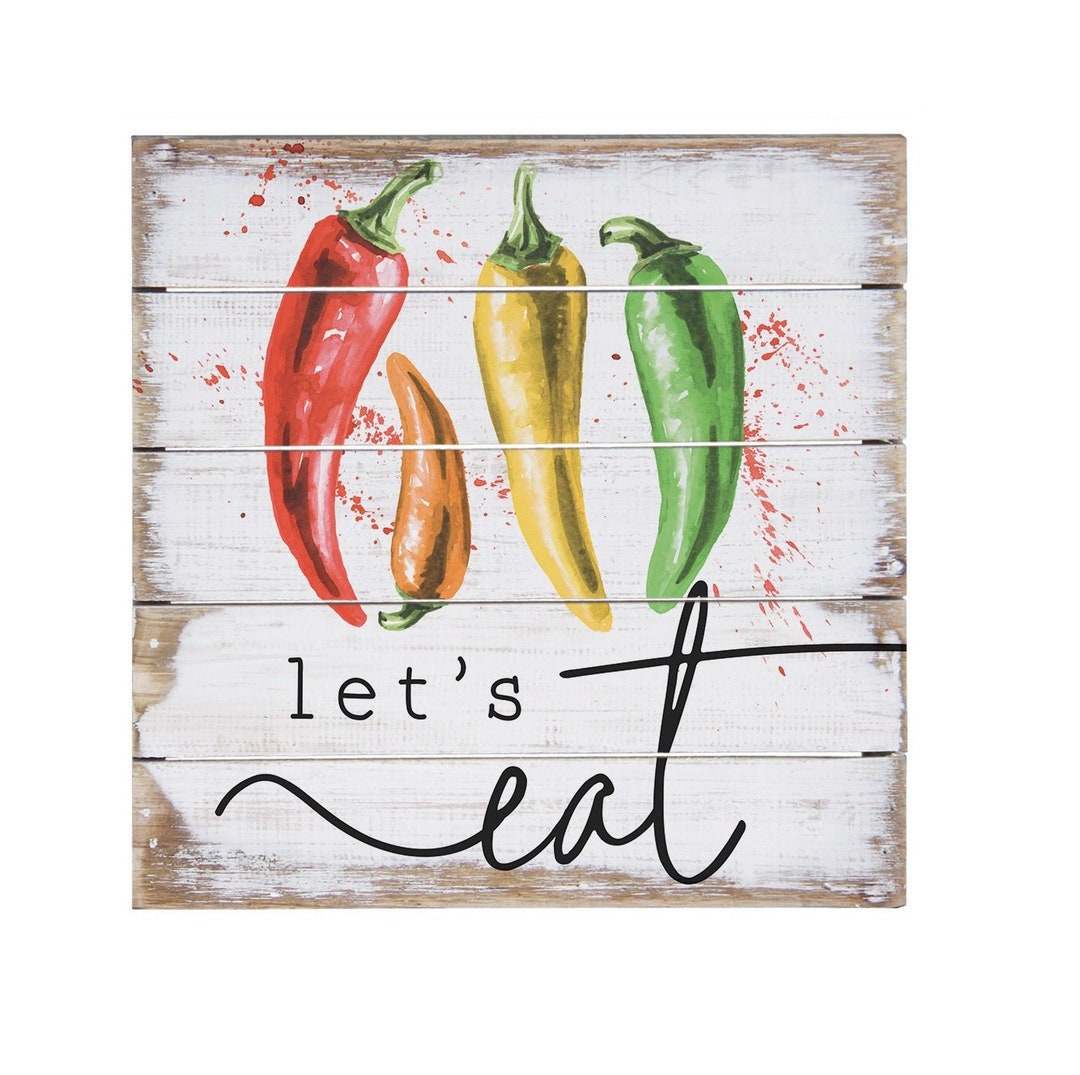 Let's Eat Sign Kitchen Wall Decor Chili Peppers Etsy