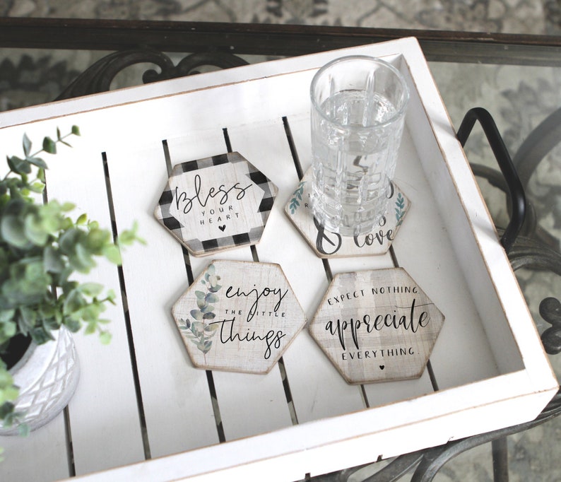 Farmhouse Coasters SET OF FOUR Coasters Rustic Etsy