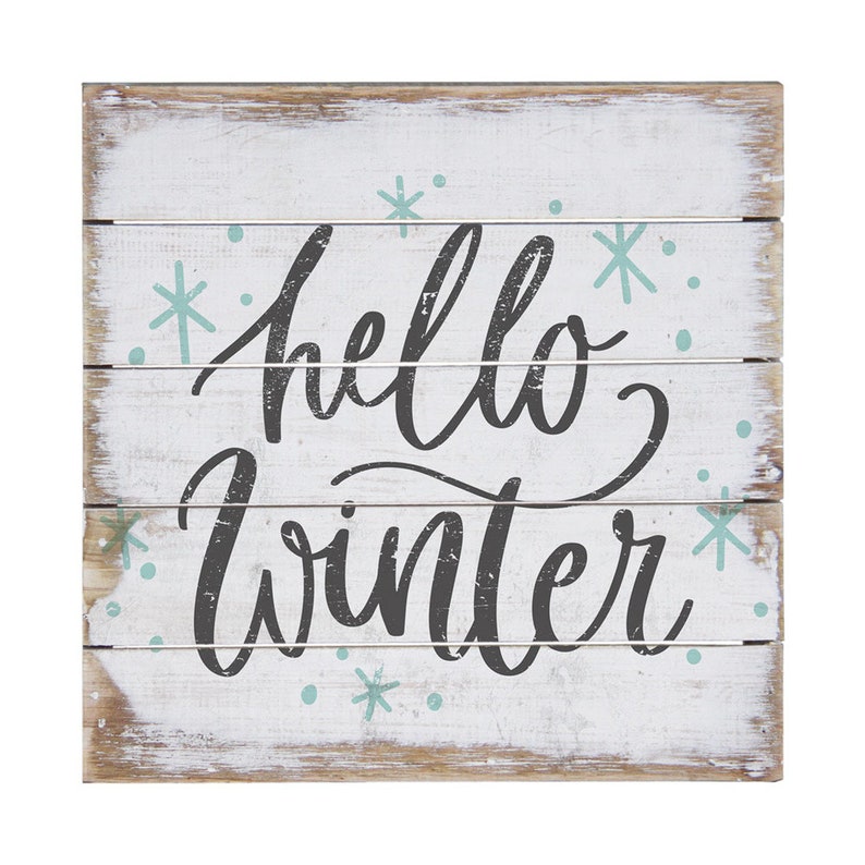 Hello Winter Sign Winter Decor Rustic Wood Sign Country Etsy