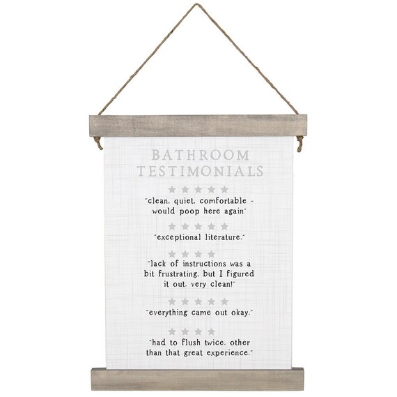 Bathroom Testimonials Sign Large Hanging Canvas Sign 3 Etsy