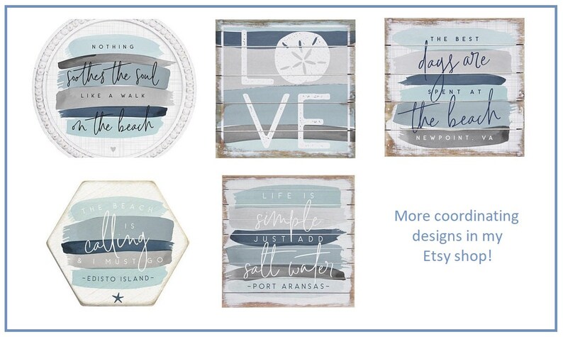 Farmhouse Coasters Set of 4 The Beach is Calling and I Must go PERSONALIZED beach coasters Beach Coaster Set Beach Name