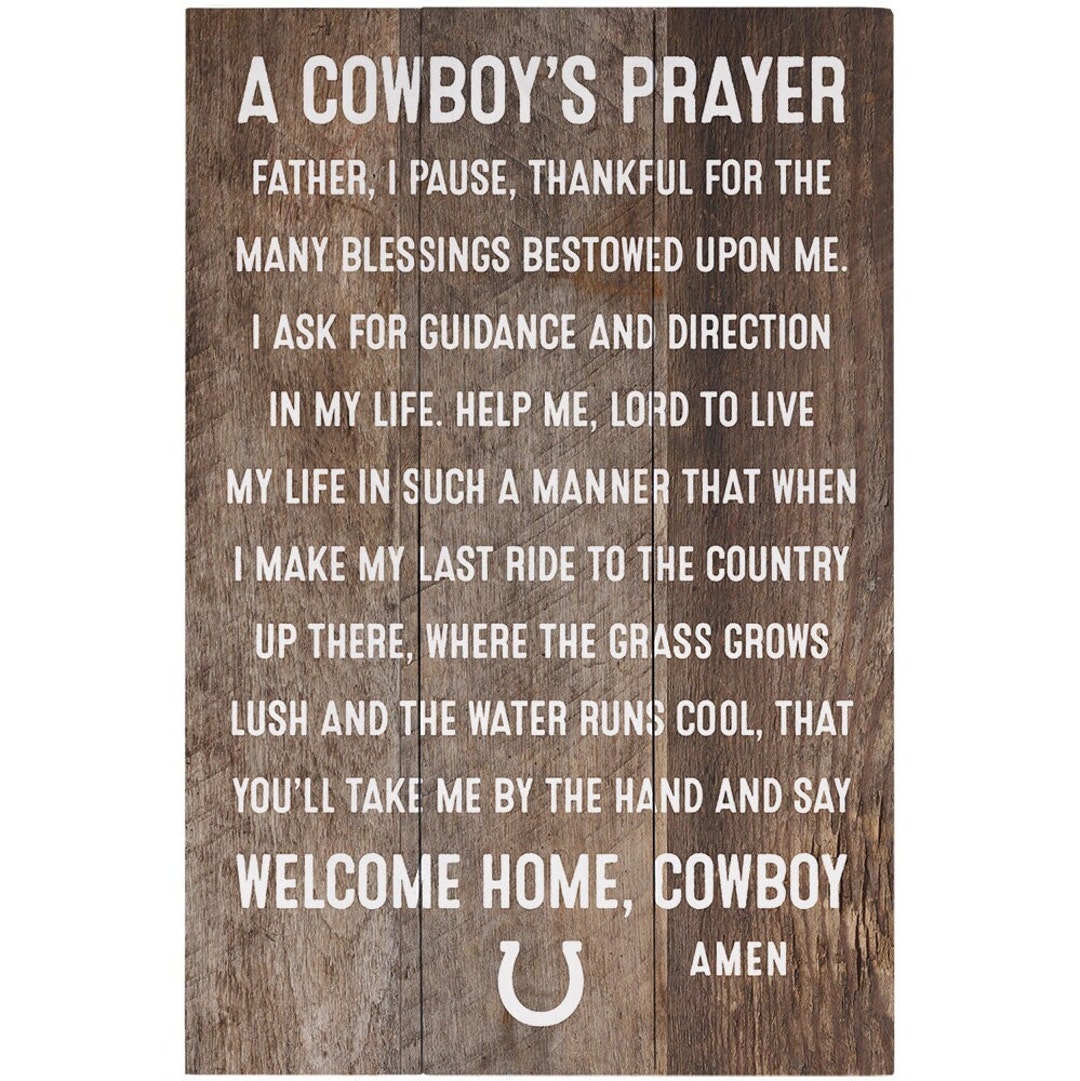 A Cowboy's Prayer Rustic Wood Sign Cowboy Art Rodeo Decor Ranch ...