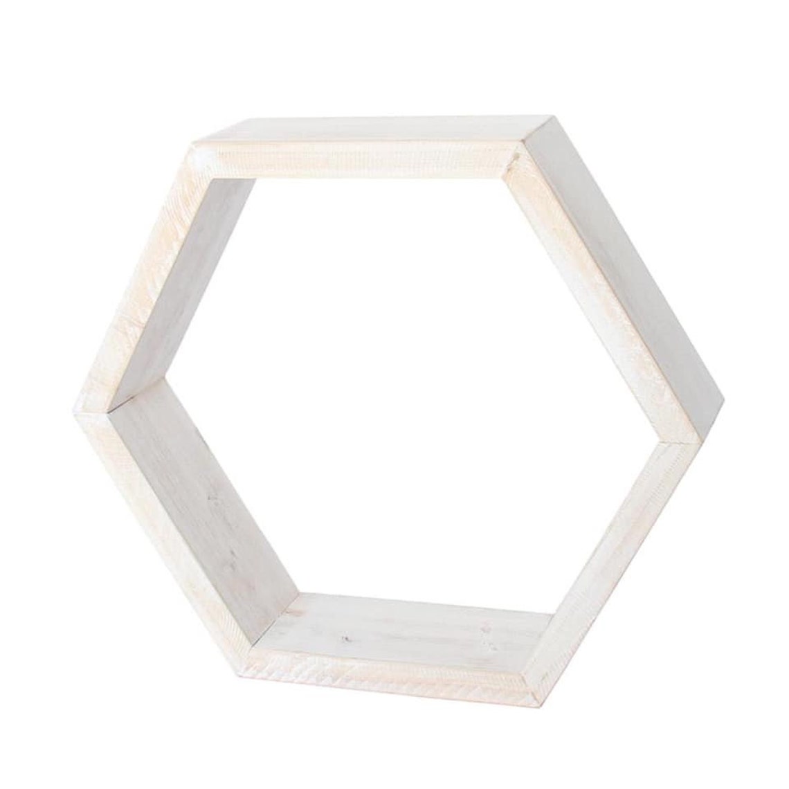 White Hexagon Shelves Set Set of THREE Rustic Wood Etsy