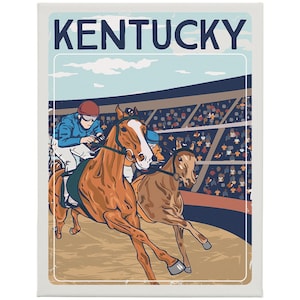 CUSTOM Kentucky Derby Sign - Canvas wrapped on wood frame - TWO sizes! - Personalize with one word at the top - Horse race - Horse racing