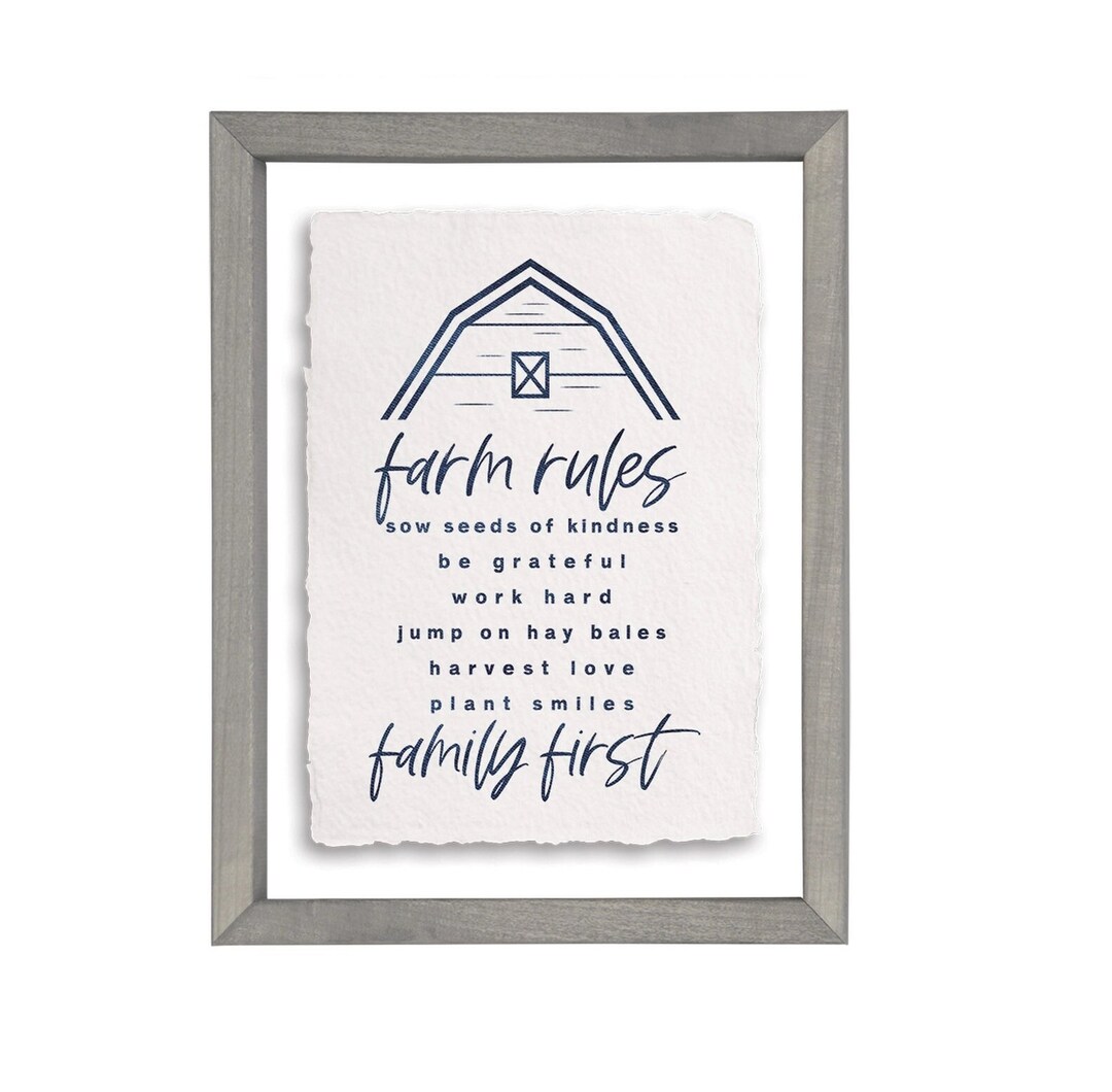 Farm Rules Sign Floating Wood Frame Gray Stain Frame - Etsy