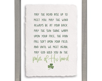 Irish Blessing Sign - May the road rise up to meet you - Irish Prayer - Wood Frame - Gray Stain  - Farmhouse Decor - Irish Home Decor