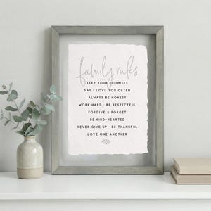Family rules - Floating Frame Sign – Gray Stain Home Decor