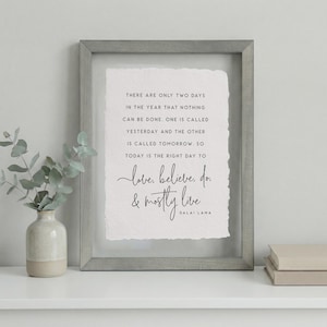 Dalai Lama Quote Art – Gray Wash Wood Floating Frame