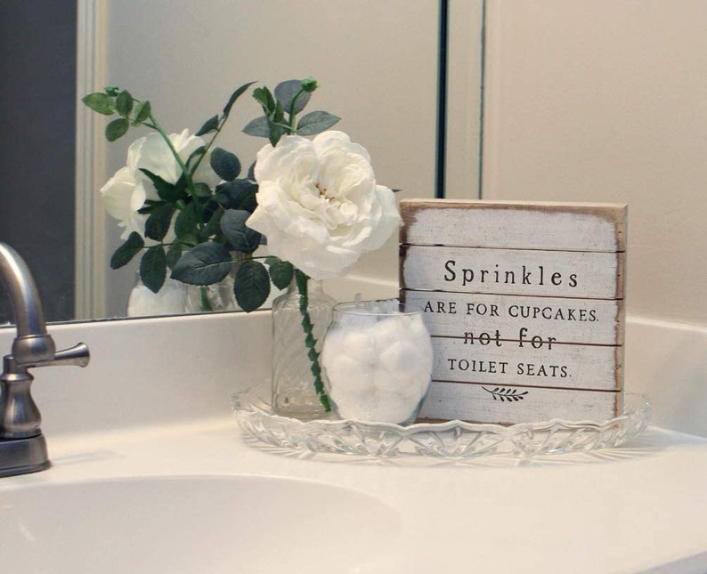 Bathroom Decor Funny Bathroom Rustic Wood Sign Bathroom Wall Decor Bathroom Humor Sprinkles are for cupcakes not toilet seats Sign