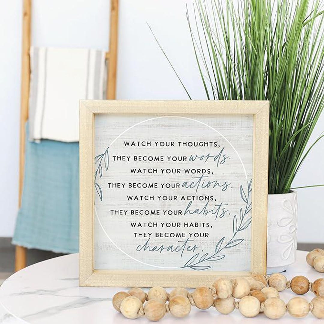 Watch Your Thoughts They Become Words Watch Your Words Wood Frame Sign ...
