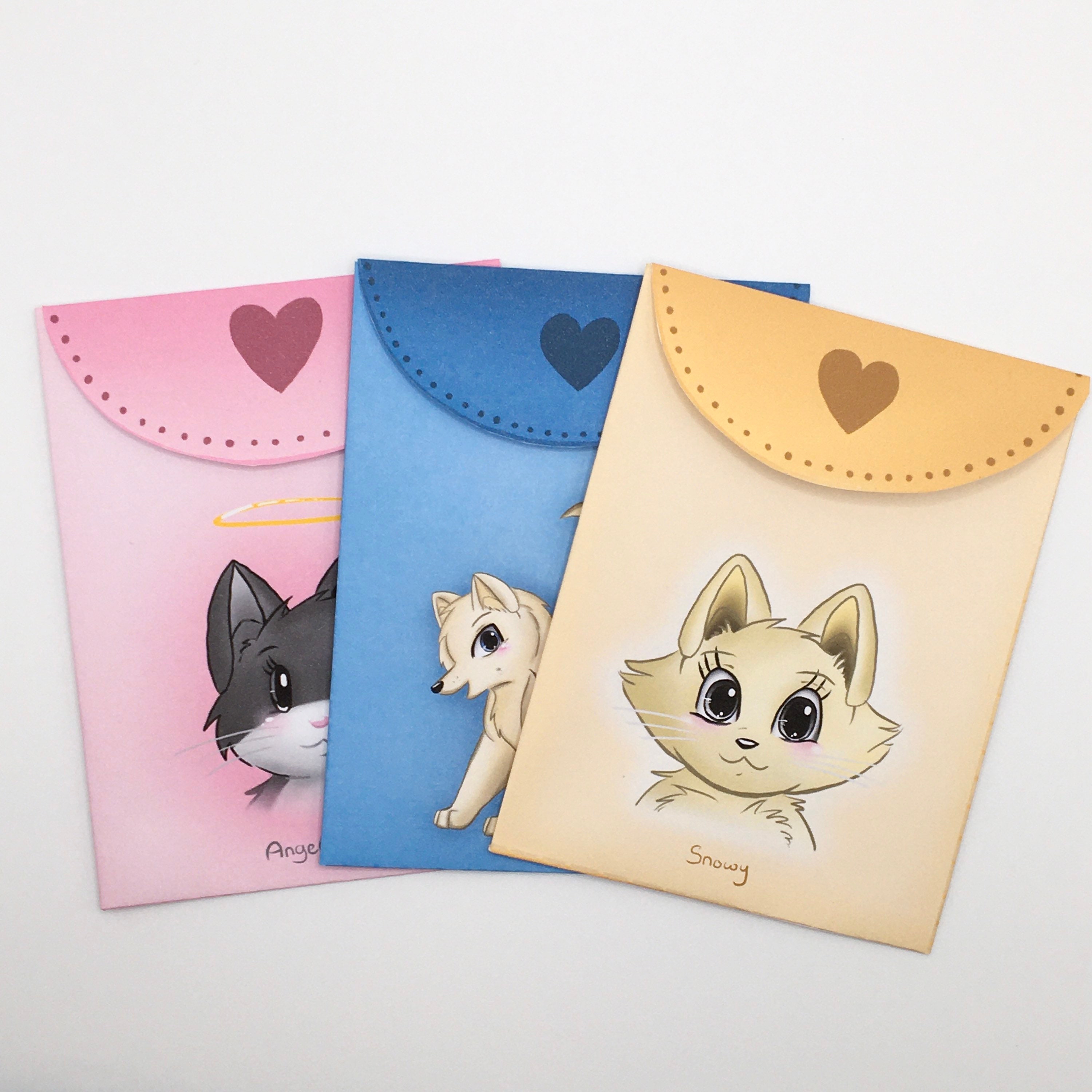 Ready to post handmade envelopes cute cat | Etsy