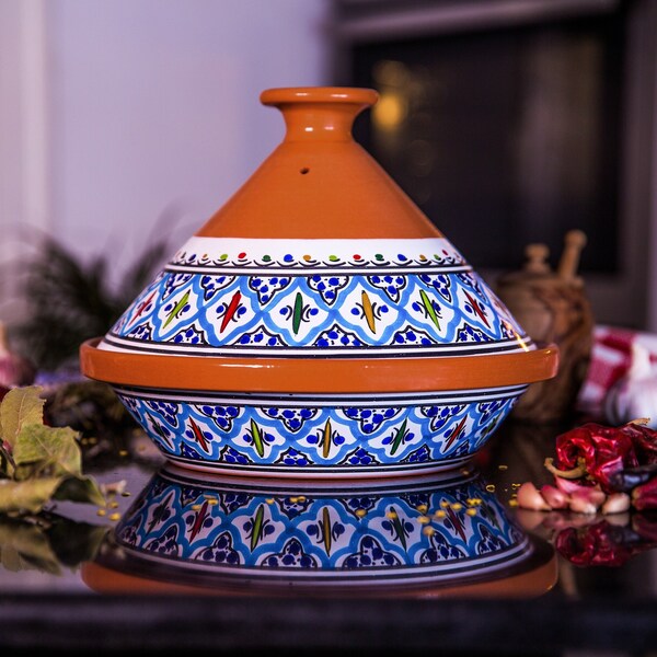 Handmade Turquoise Supreme, Non-Stick Cooking and Serving Tagine Pot | Lead-Free