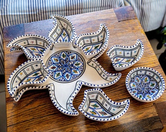 Large Blue Star, , Handmade Dipping and Serving Set, Housewarming Gift