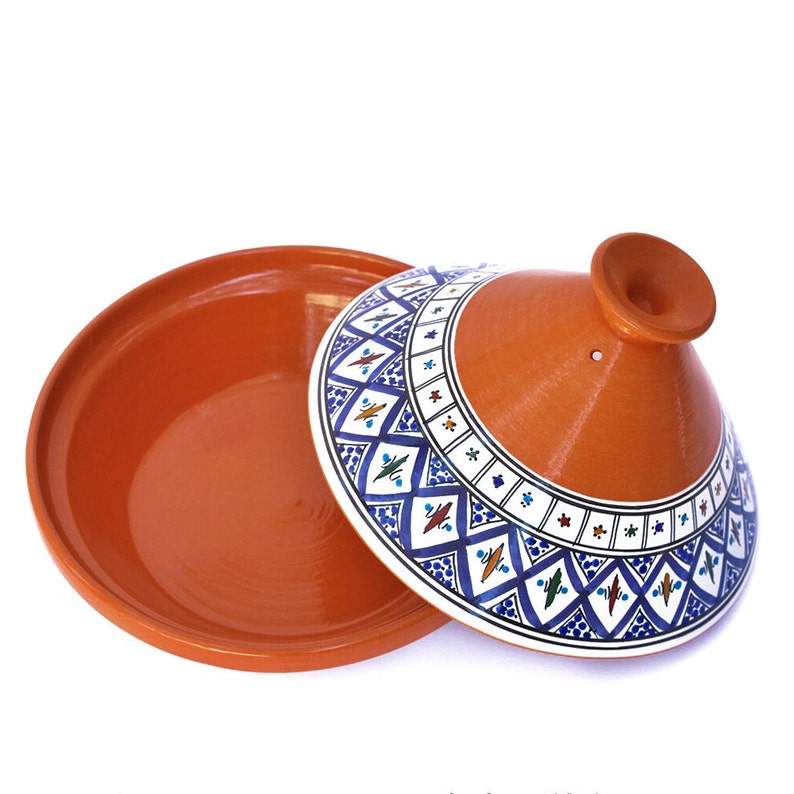 Handmade Bohemian Blue Supreme, Non-Stick Cooking and Serving Tagine Pot, Lead-Free, Housewarming Gift, Wedding Gift image 9