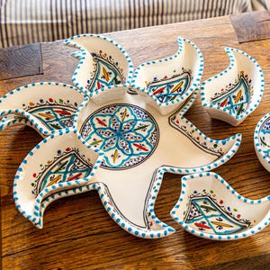 Ceramic Serving and Dipping Set - Handmade Boho Turquoise Star