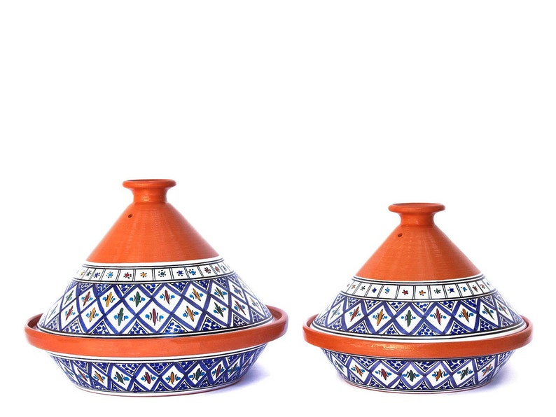 Handmade Bohemian Blue Supreme, Non-Stick Cooking and Serving Tagine Pot, Lead-Free, Housewarming Gift, Wedding Gift image 8