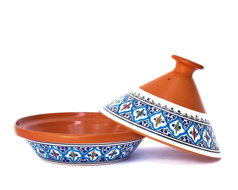 Handmade Turquoise Supreme, Non-Stick Cooking and Serving Tagine Pot, Lead-Free, Housewarming Gift, Wedding Gift