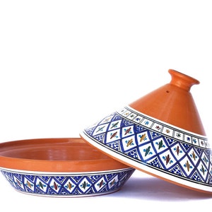 Handmade Bohemian Blue Supreme, Non-Stick Cooking and Serving Tagine Pot, Lead-Free, Housewarming Gift, Wedding Gift 12x12 inches