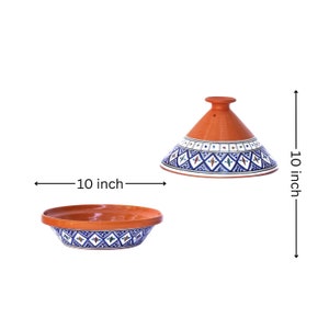 Handmade Bohemian Blue Supreme, Non-Stick Cooking and Serving Tagine Pot, Lead-Free, Housewarming Gift, Wedding Gift image 7