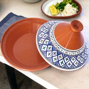 Handmade Bohemian Blue Supreme, Non-Stick Cooking and Serving Tagine Pot, Lead-Free, Housewarming Gift, Wedding Gift image 2