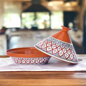 Tagine Pot - Handmade, Non-Stick, Lead-Free Cookware, Supreme Line Red