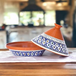Tajine Topf - Handgefertigtes, bleifreies Kochgeschirr mit Antihaftbeschichtung, Supreme Line Blue