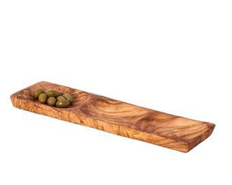 Handmade Olive Wood 12-Inch Divided Serving Tray, 3-Section Appetizer Platter