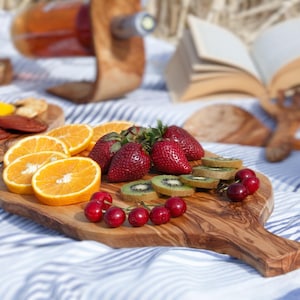 Charcuterie Board - Handmade Olive Wood, Rustic Serving & Cheese Tray for Entertaining