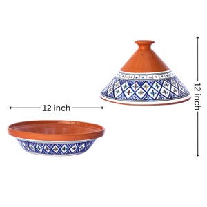 Handmade Bohemian Blue Supreme, Non-Stick Cooking and Serving Tagine Pot, Lead-Free, Housewarming Gift, Wedding Gift image 5