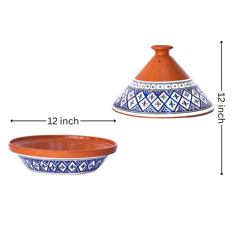 Handmade Bohemian Blue Supreme, Non-Stick Cooking and Serving Tagine Pot, Lead-Free, Housewarming Gift, Wedding Gift image 5