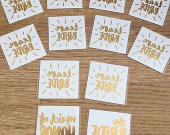 Team Bride + FREE maid of honour and bride gold tattoos hen party bachelorette party X1 other quantities available UK SELLER