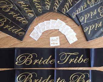 Bride tribe sash and tattoos UK seller bachelorette hen party Quick dispatch