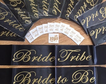 Bride tribe sash and tattoos UK seller bachelorette hen party Quick dispatch