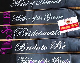 Hen Party sashes mix and match black and silver UK seller bachelorette bride tribe team bride Quick dispatch