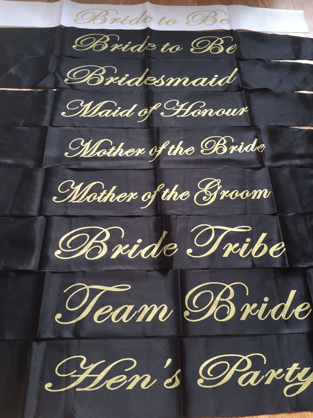 Hen Party Funny Sashes 6 Pack Black and Gold