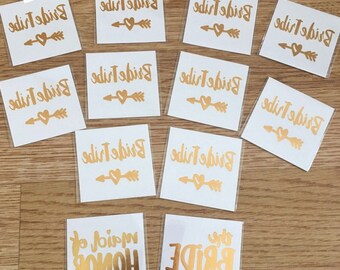 Bride Tribe + FREE maid of honour and bride gold tattoos hen party bachelorette party X1 other quantities available UK SELLER