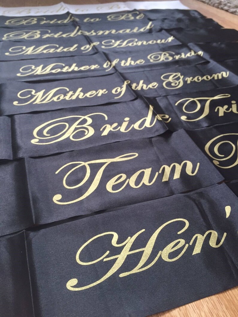 Hen Party sashes mix and match black and gold UK seller bachelorette bride tribe team bride Quick dispatch image 2