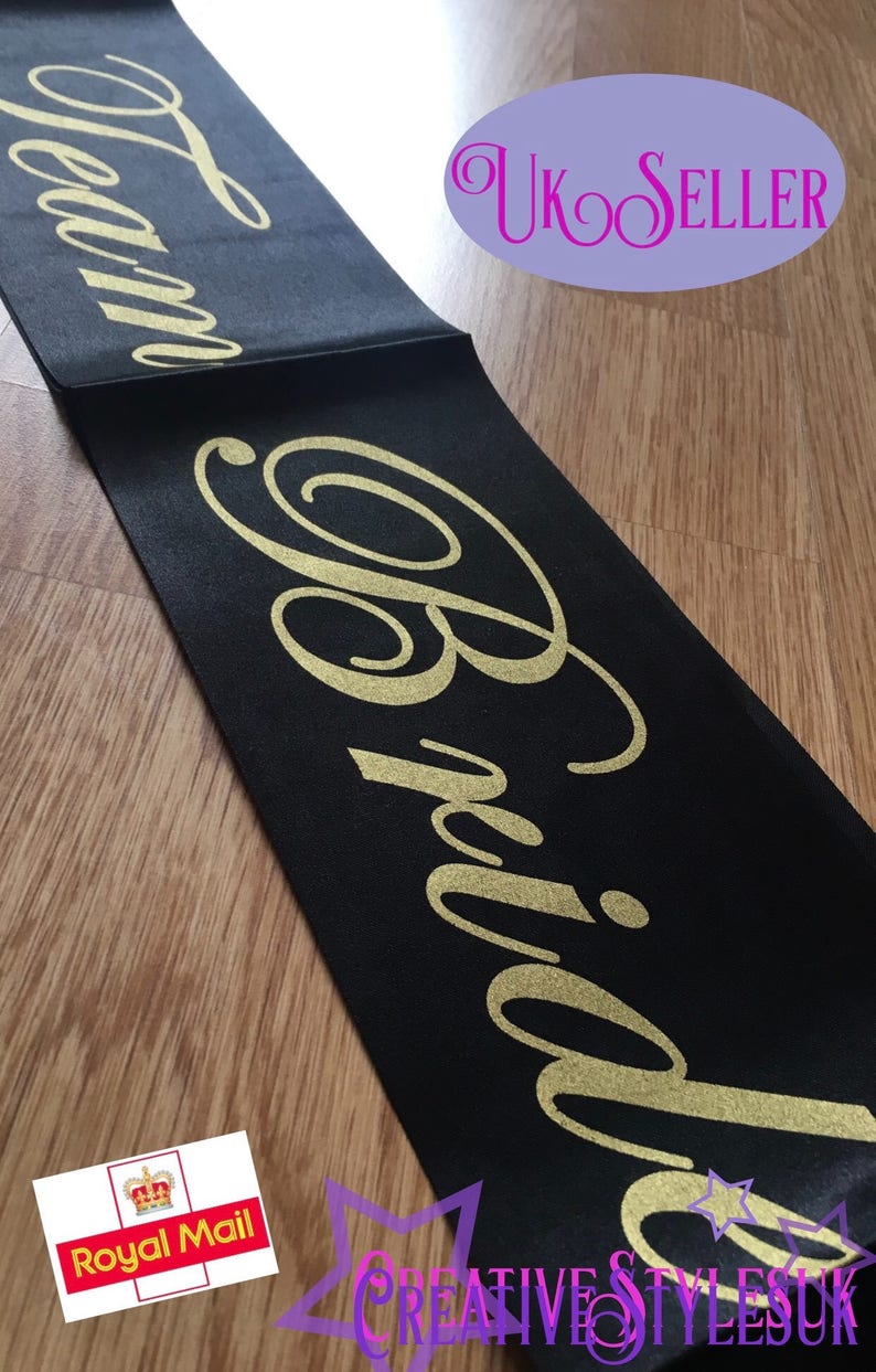 Hen Party Sashes Mix and Match Black and Gold UK Seller Etsy UK