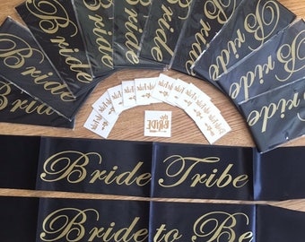 Bride tribe sash and tattoos UK seller bachelorette hen party Quick dispatch