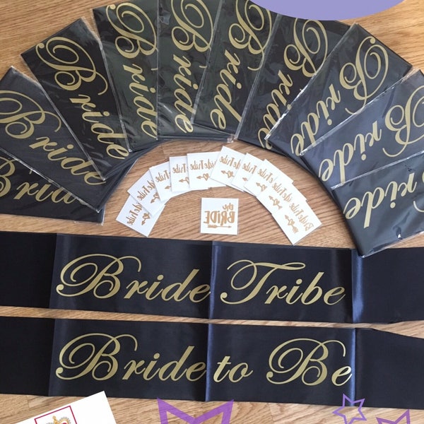 Bride tribe sash and tattoos UK seller bachelorette hen party Quick dispatch