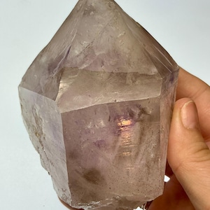 self standing Goboboseb amethyst crystal point, mineral, natural, unpolished 439.4 g