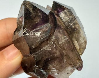 Raw Chibuku Amethyst Cluster – Smoky + Purple Phantom Crystals | 80.5g | Rare Skeletal Etching | Natural Quartz from Zimbabwe