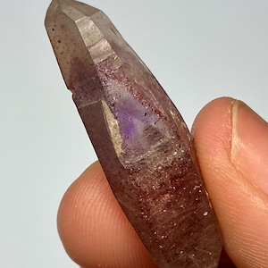 Goboboseb double terminated amethyst crystal point with hematite, Namibia, purple, raw, natural, terminated, 4.4 g