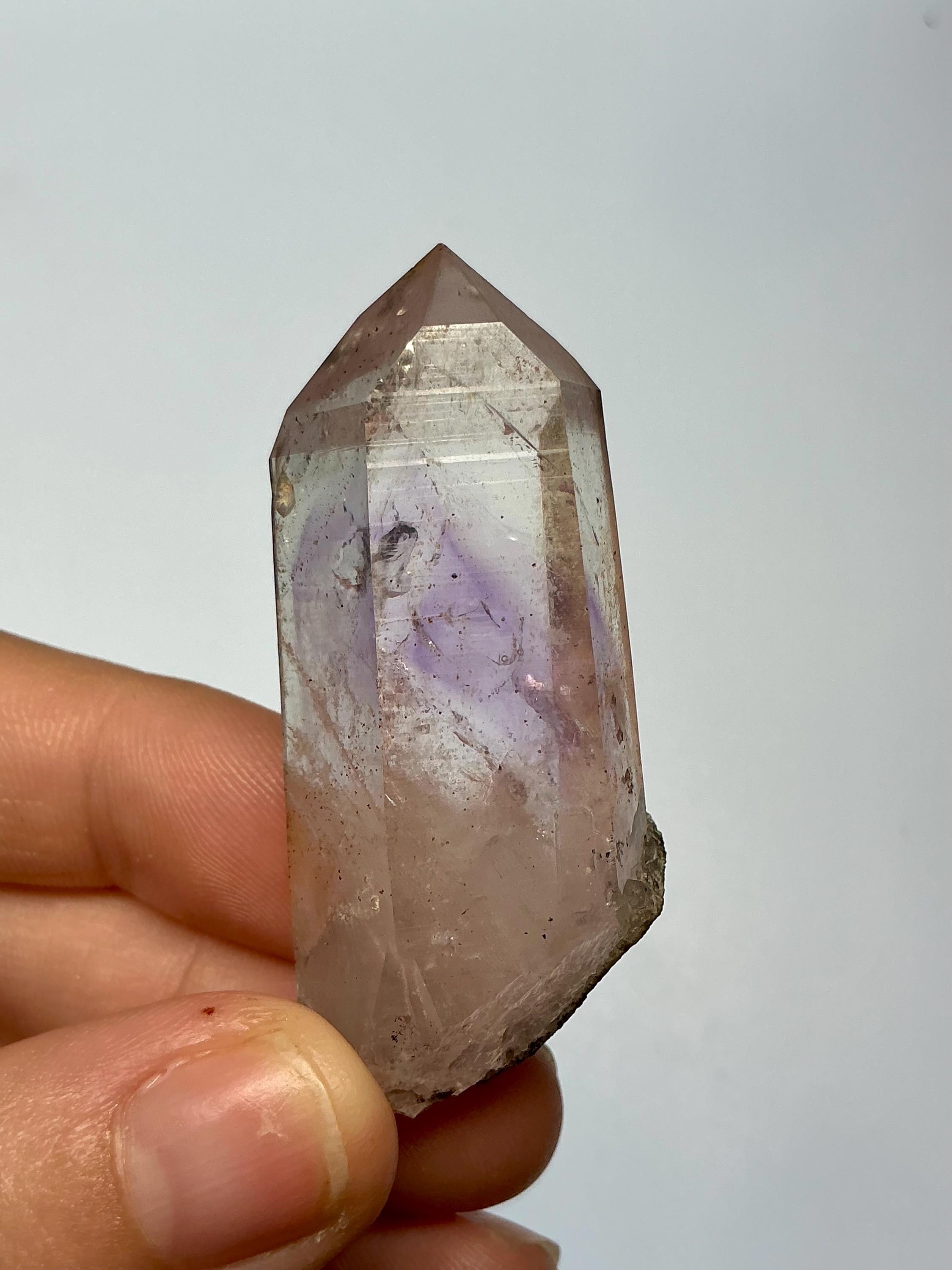 Rare Goboboseb Amethyst Point with Moving Enhydro | 23.8g | Namibian Quartz Crystal with Hematite Inclusions