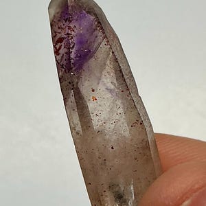 Goboboseb amethyst crystal point with hematite, Namibia, purple, raw, natural, terminated, 5.3 g