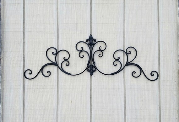 Black Metal Fleur De Lis Wall Decor Shabby Chic Home Black Etsy