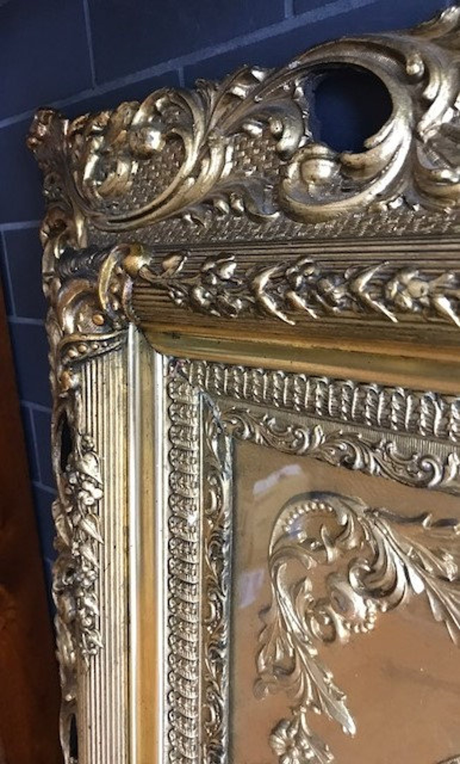 Antique Incredible Gold Leaf Picture Frame with Print Etsy