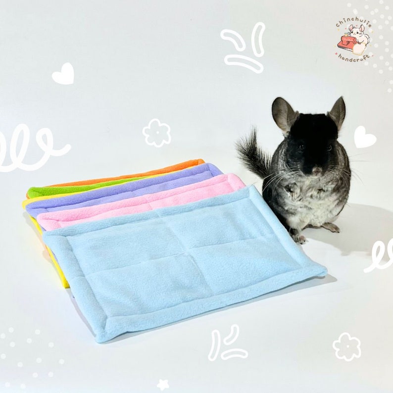 Square bed sheet 20x30cm , Pet Mats urine absorb & Pads Anti-Pill fleece for Chinchilla, Pee Pads guinea pig, ferret, rabbit, or small pets image 2