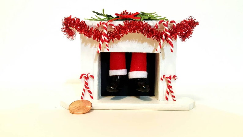 Mikasa snowman fireplace screen carved wood hinged folding christmas Miniature Dollhouse Christmas Fireplace.. with Santa | Etsy